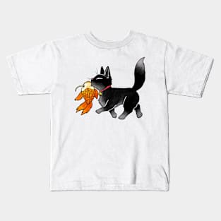 Koi Catch - Black Cat Kids T-Shirt